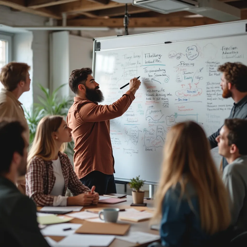 Workshop mit Flipchart und Gruppe